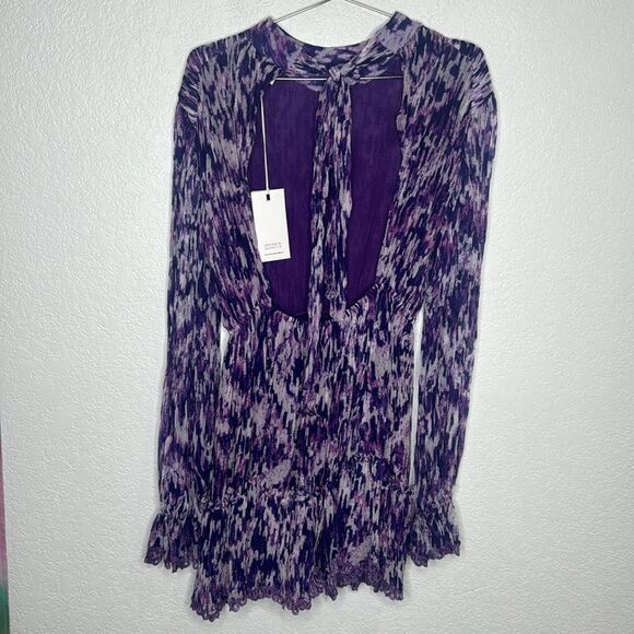 NWT Hemant & Nandita Anum Mini Dress Purple Medium - Picture 8 of 16